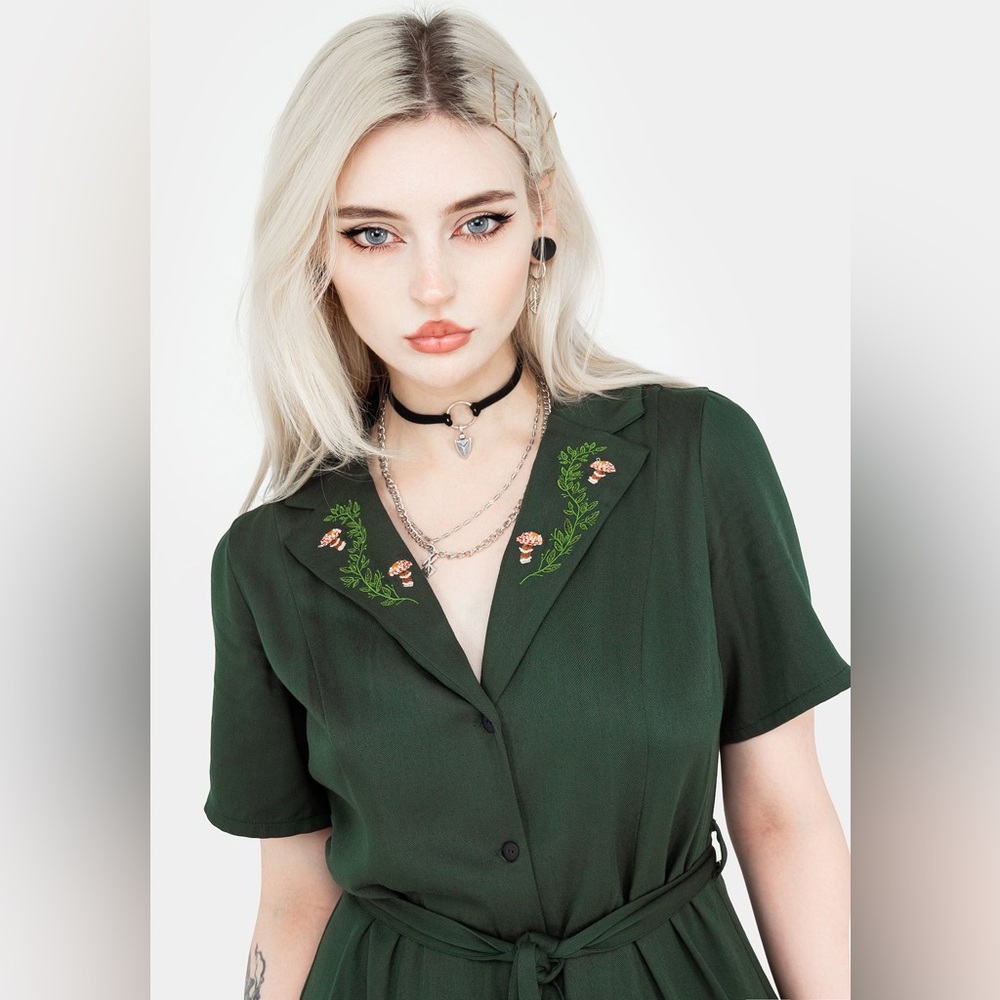 Disturbia Fable Button Up Mini Shirt Dress US 8 / UK 12 - Picture 4 of 11